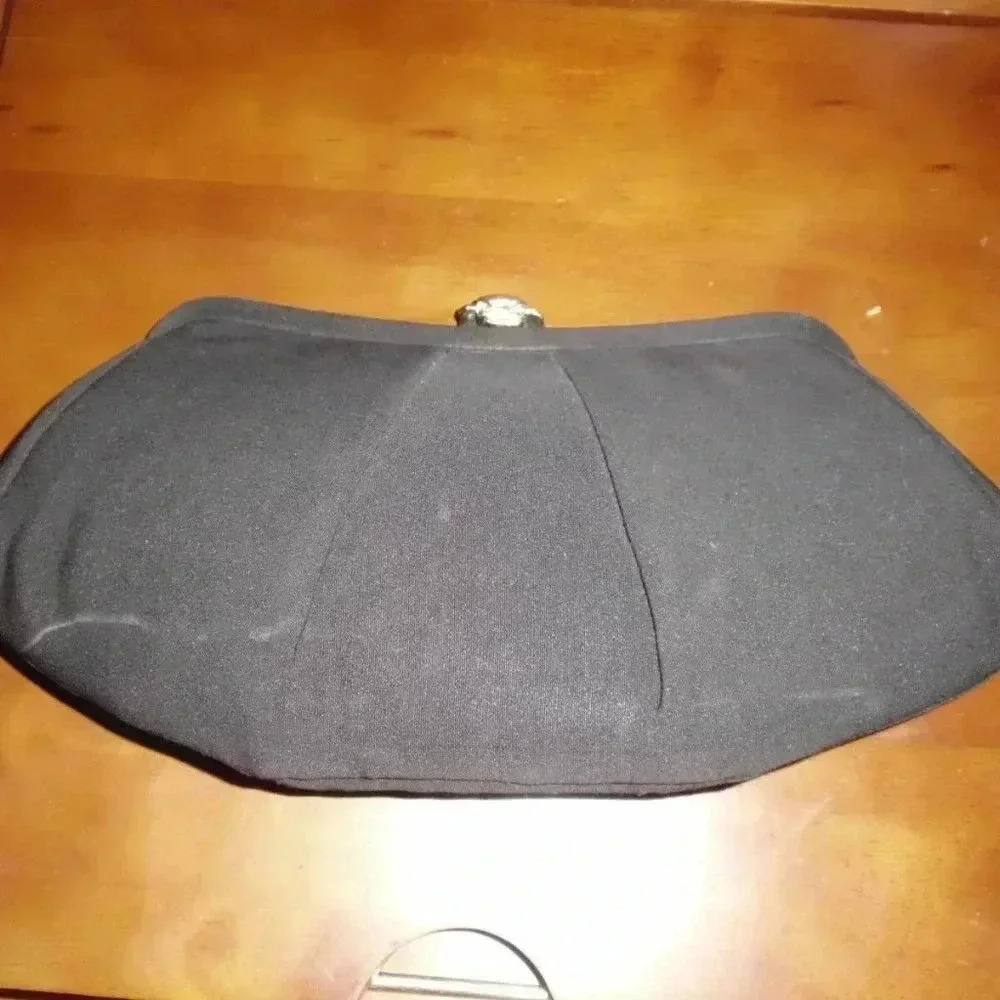 Black Fabric Clutch Handbag Purse